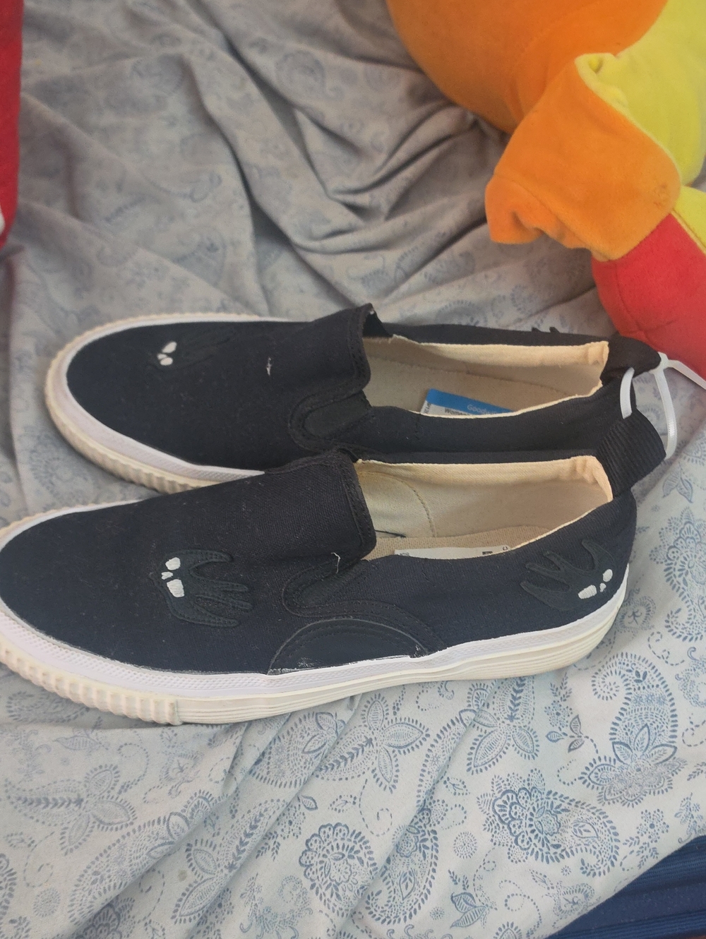 McQ by Alexander McQueen Black Slip-On Canvas Sneakers with White Accents